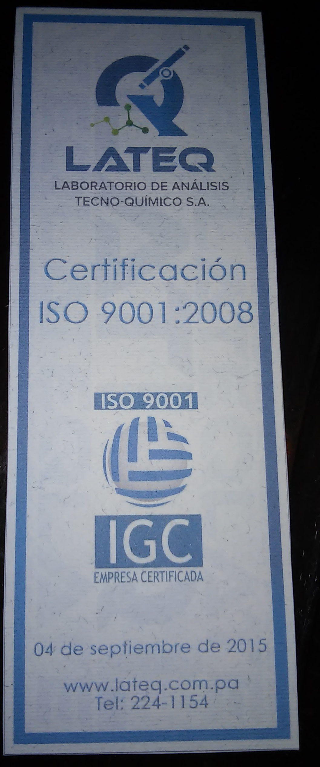 LATEQ obtiene certificación  ISO 9001:2008